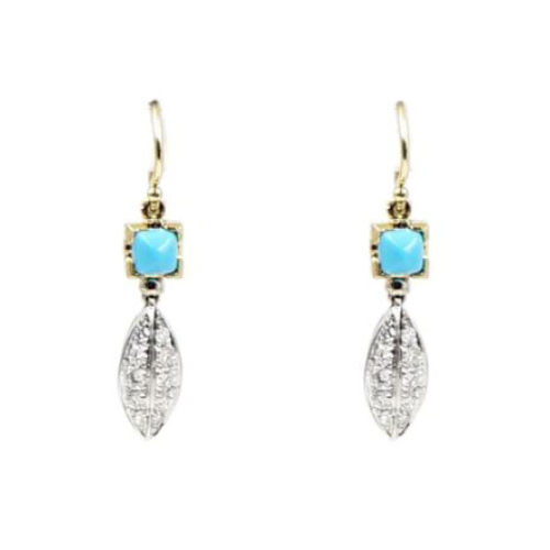 18K Diamond and Turquoise Earrings